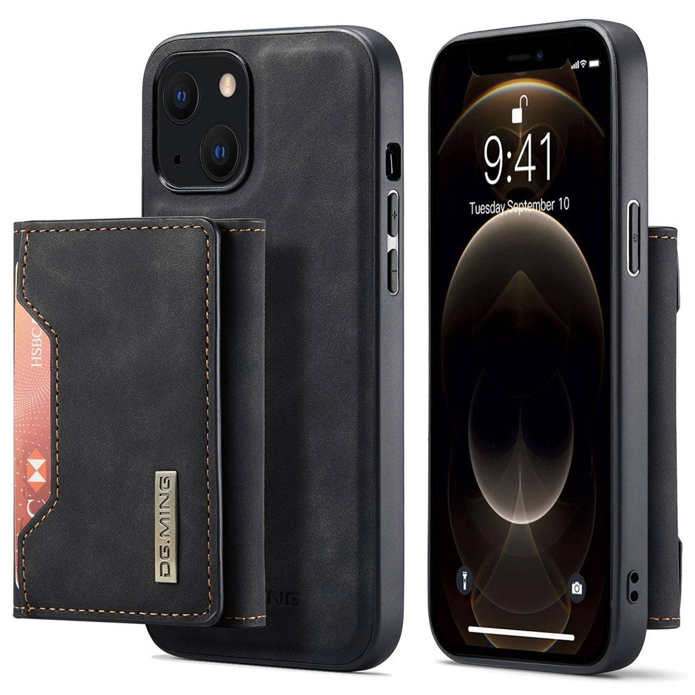 DG.MING M2 Series for iPhone 14 Plus 6.7 inch Anti-drop Full Protection Magnetic Absorption Kickstand Design Cell Phone Case Cover with Detachable Wallet
