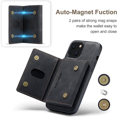 DG.MING M2 Series for iPhone 14 Plus 6.7 inch Anti-drop Full Protection Magnetic Absorption Kickstand Design Cell Phone Case Cover with Detachable Wallet