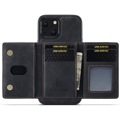 DG.MING M2 Series for iPhone 14 Plus 6.7 inch Anti-drop Full Protection Magnetic Absorption Kickstand Design Cell Phone Case Cover with Detachable Wallet