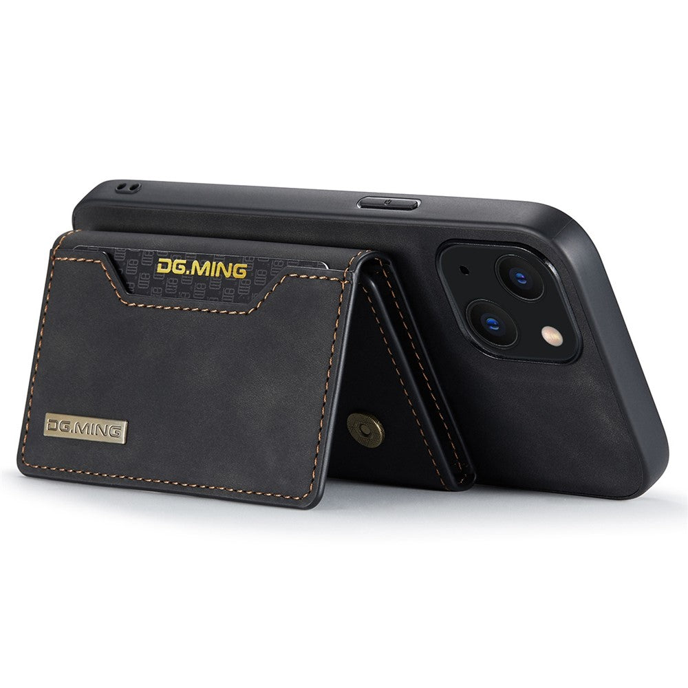 DG.MING M2 Series for iPhone 14 Plus 6.7 inch Anti-drop Full Protection Magnetic Absorption Kickstand Design Cell Phone Case Cover with Detachable Wallet