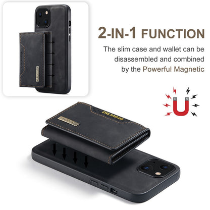 DG.MING M2 Series for iPhone 14 Plus 6.7 inch Anti-drop Full Protection Magnetic Absorption Kickstand Design Cell Phone Case Cover with Detachable Wallet