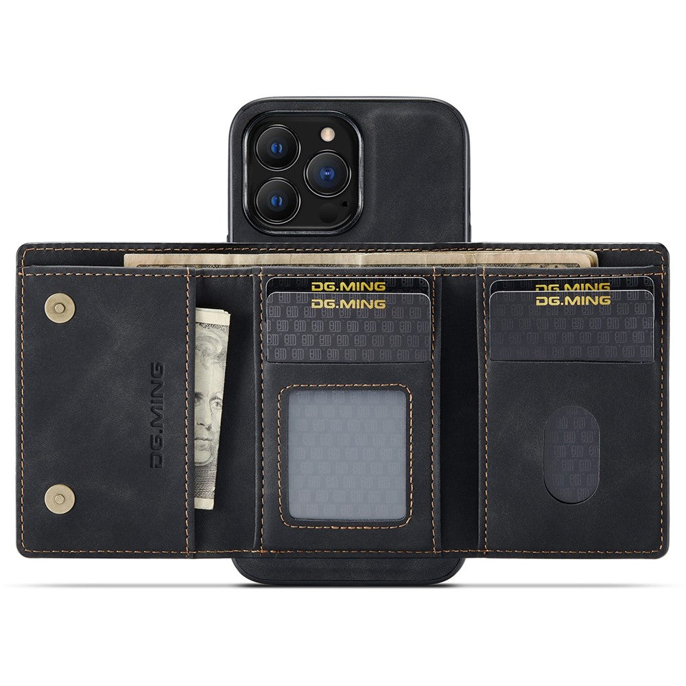 DG.MING M1 Series For iPhone 14 Pro Max 6.7 inch Anti-drop Detachable Magnetic 2-in-1 Wallet PC+TPU+PU Leather Wear-resistant Phone Case