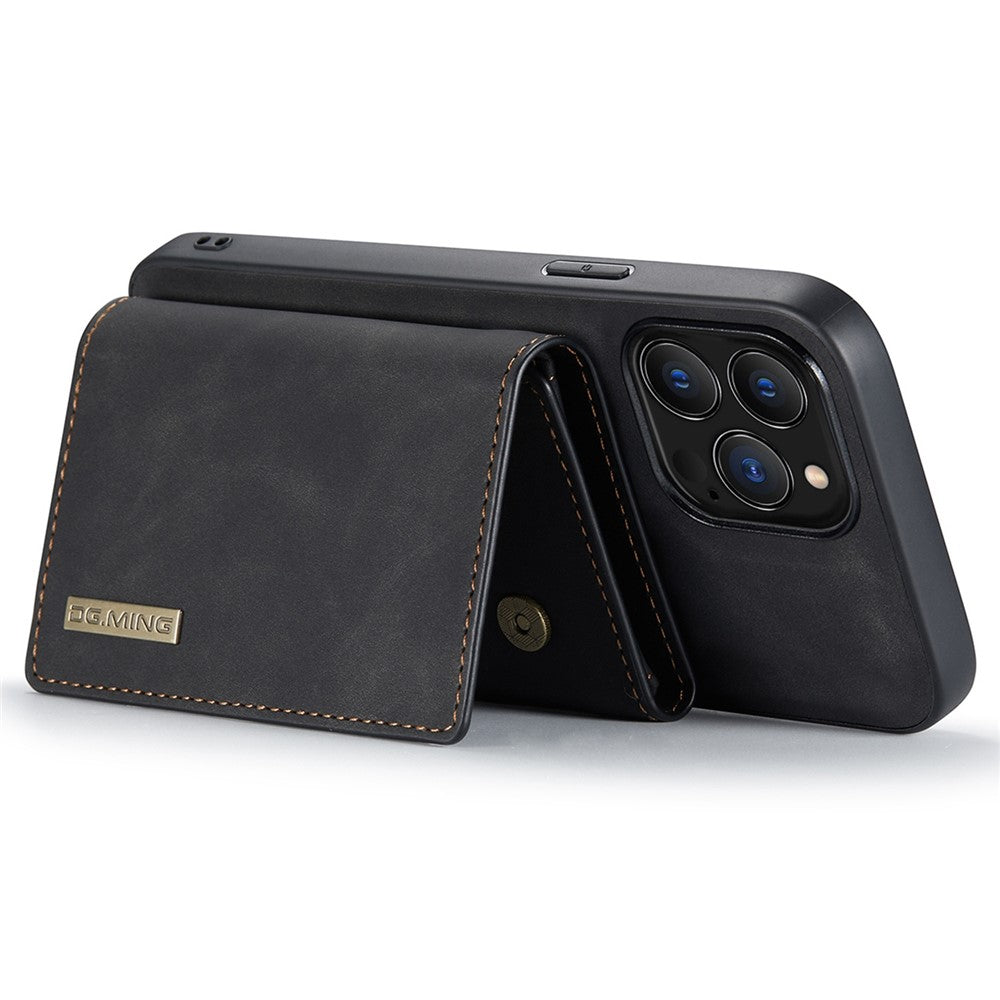 DG.MING M1 Series For iPhone 14 Pro Max 6.7 inch Anti-drop Detachable Magnetic 2-in-1 Wallet PC+TPU+PU Leather Wear-resistant Phone Case