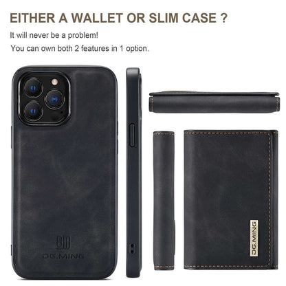 DG.MING M1 Series For iPhone 14 Pro Max 6.7 inch Anti-drop Detachable Magnetic 2-in-1 Wallet PC+TPU+PU Leather Wear-resistant Phone Case