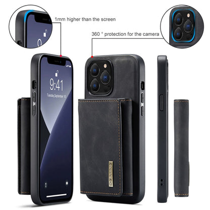 DG.MING M1 Series For iPhone 14 Pro Max 6.7 inch Anti-drop Detachable Magnetic 2-in-1 Wallet PC+TPU+PU Leather Wear-resistant Phone Case