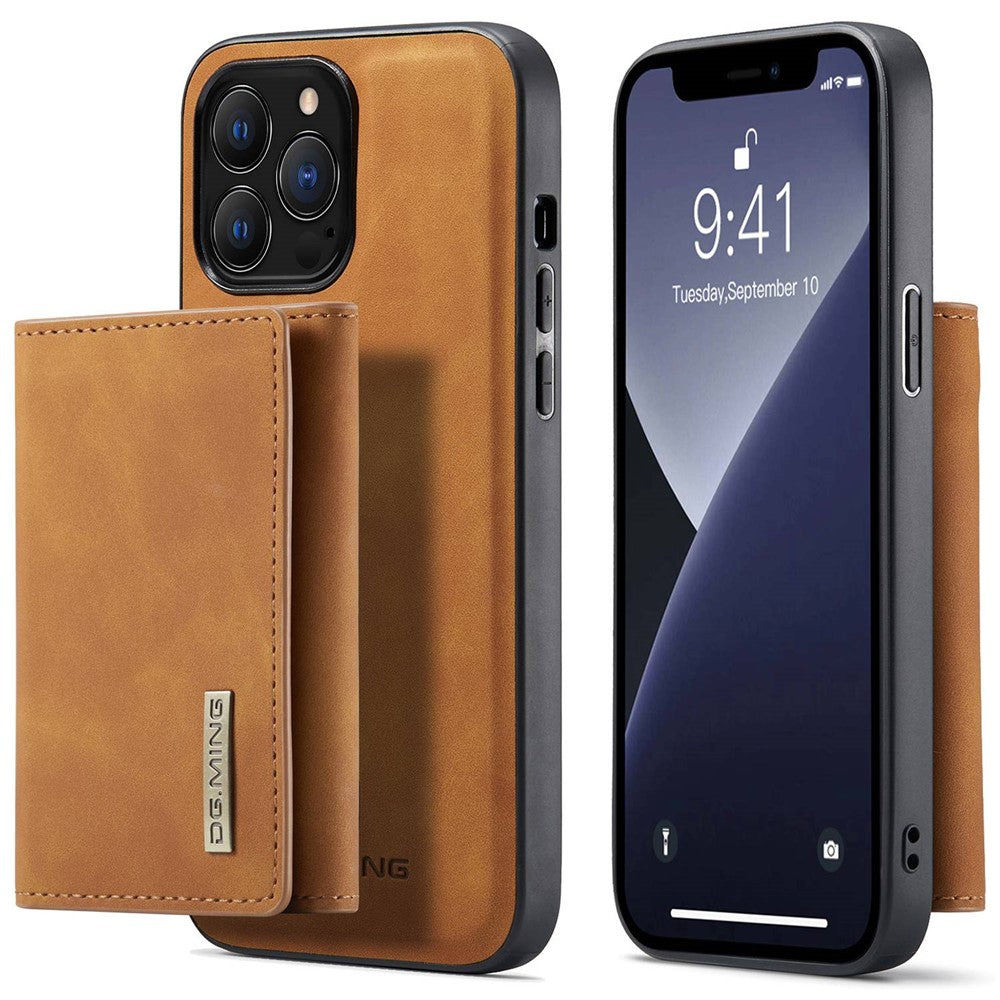 DG.MING M1 Series For iPhone 14 Pro Max 6.7 inch Anti-drop Detachable Magnetic 2-in-1 Wallet PC+TPU+PU Leather Wear-resistant Phone Case