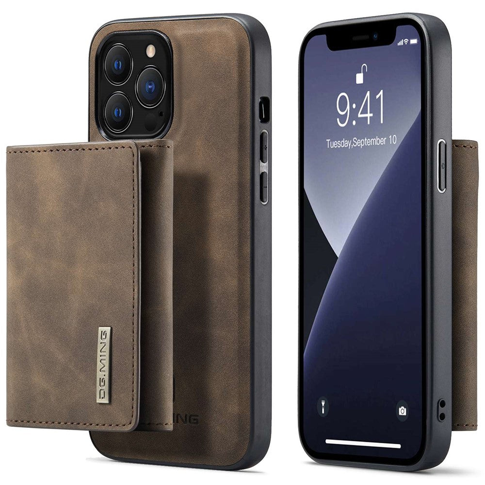 DG.MING M1 Series For iPhone 14 Pro Max 6.7 inch Anti-drop Detachable Magnetic 2-in-1 Wallet PC+TPU+PU Leather Wear-resistant Phone Case