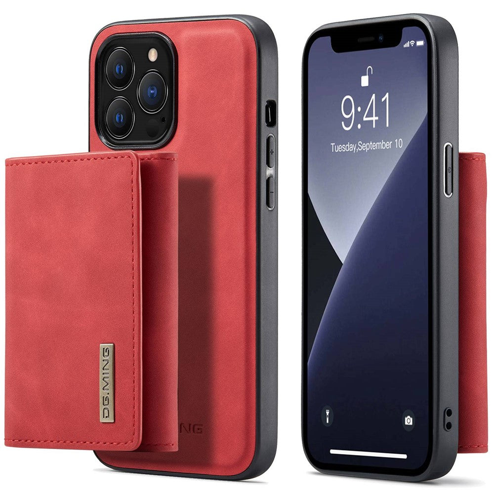 DG.MING M1 Series For iPhone 14 Pro Max 6.7 inch Anti-drop Detachable Magnetic 2-in-1 Wallet PC+TPU+PU Leather Wear-resistant Phone Case