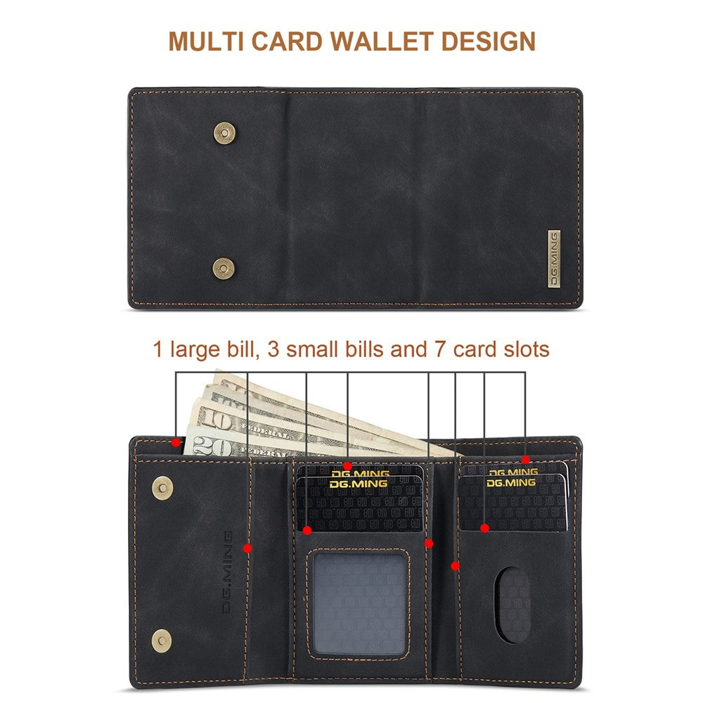 DG.MING M1 Series For iPhone 14 6.1 inch Detachable Magnetic 2-in-1 Wallet Phone Case PC+TPU+PU Leather Well-protected Anti-scratch Cover
