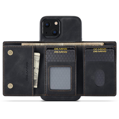 DG.MING M1 Series For iPhone 14 6.1 inch Detachable Magnetic 2-in-1 Wallet Phone Case PC+TPU+PU Leather Well-protected Anti-scratch Cover