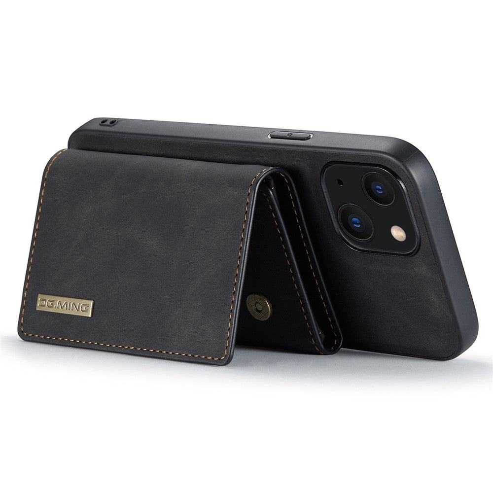 DG.MING M1 Series For iPhone 14 6.1 inch Detachable Magnetic 2-in-1 Wallet Phone Case PC+TPU+PU Leather Well-protected Anti-scratch Cover