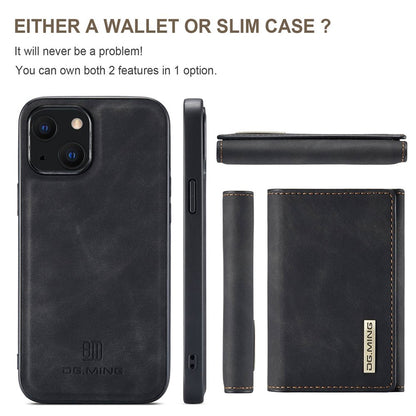 DG.MING M1 Series For iPhone 14 6.1 inch Detachable Magnetic 2-in-1 Wallet Phone Case PC+TPU+PU Leather Well-protected Anti-scratch Cover