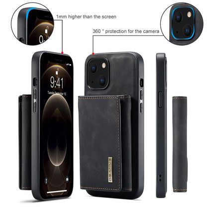DG.MING M1 Series For iPhone 14 6.1 inch Detachable Magnetic 2-in-1 Wallet Phone Case PC+TPU+PU Leather Well-protected Anti-scratch Cover