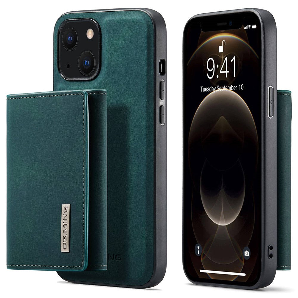 DG.MING M1 Series For iPhone 14 6.1 inch Detachable Magnetic 2-in-1 Wallet Phone Case PC+TPU+PU Leather Well-protected Anti-scratch Cover