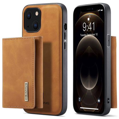 DG.MING M1 Series For iPhone 14 6.1 inch Detachable Magnetic 2-in-1 Wallet Phone Case PC+TPU+PU Leather Well-protected Anti-scratch Cover