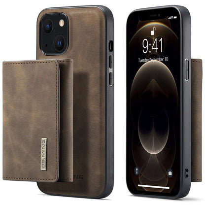 DG.MING M1 Series For iPhone 14 6.1 inch Detachable Magnetic 2-in-1 Wallet Phone Case PC+TPU+PU Leather Well-protected Anti-scratch Cover