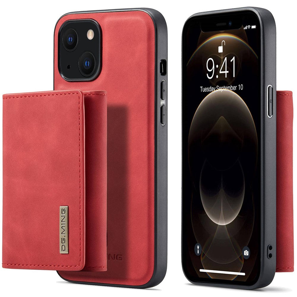 DG.MING M1 Series For iPhone 14 6.1 inch Detachable Magnetic 2-in-1 Wallet Phone Case PC+TPU+PU Leather Well-protected Anti-scratch Cover