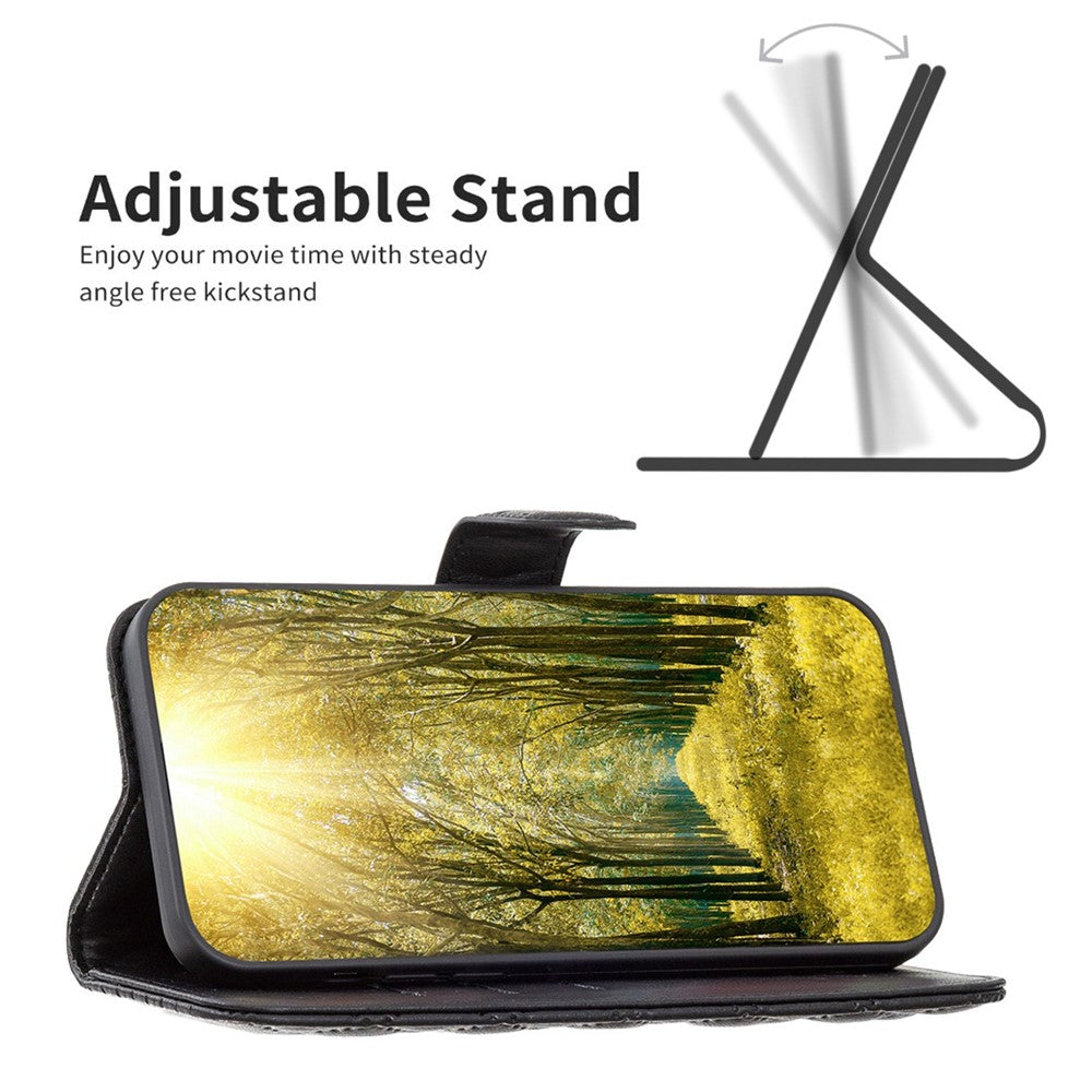BINFEN COLOR For iPhone 14 6.1 inch BF Style-14 Matte PU Leather Imprinted Rhombus Pattern Case Stand Wallet Cover