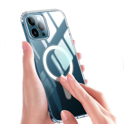 For iPhone 14 Plus 6.7 inch Clear Anti-scratch Phone Case Compatible with MagSafe Design Acrylic + TPU Magnetic Hybrid Cover