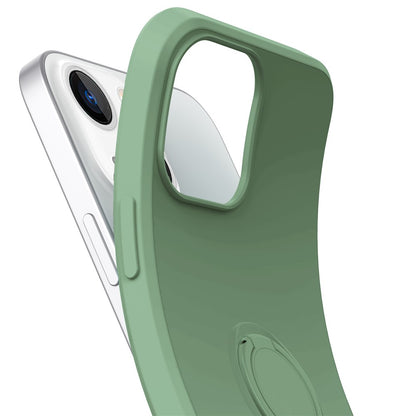 For iPhone 14 Plus 6.7 inch Easy Grip Ring Kickstand Liquid Silicone Phone Case Protective Back Cover with Wrist Strap