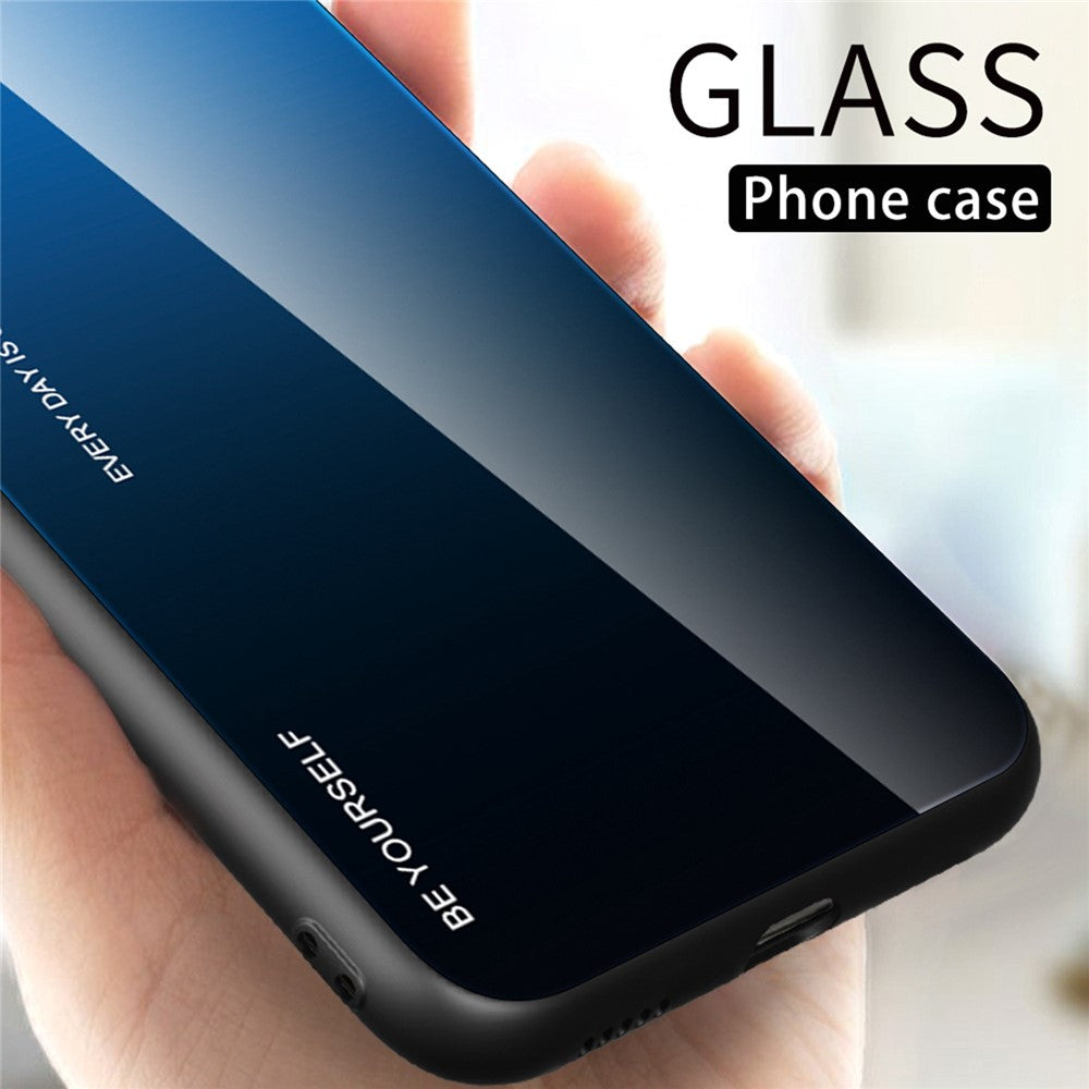 For iPhone 14 Plus 6.7 inch Gradient Color Design Phone Case Tempered Glass + PC + TPU Anti-scratch Protector