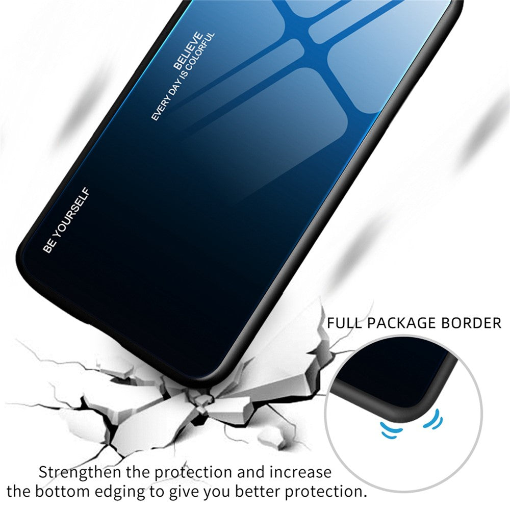 For iPhone 14 Plus 6.7 inch Gradient Color Design Phone Case Tempered Glass + PC + TPU Anti-scratch Protector