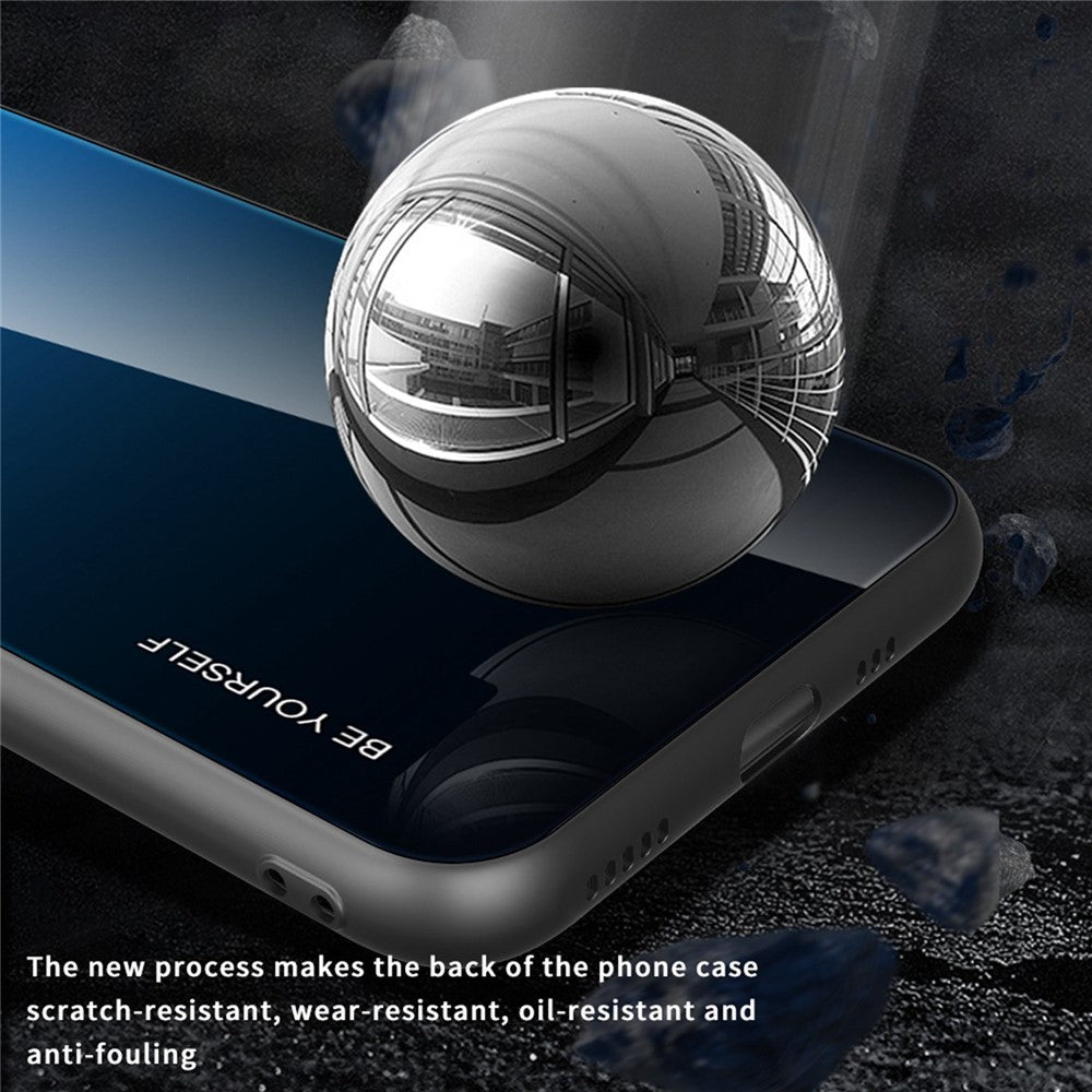 For iPhone 14 Plus 6.7 inch Gradient Color Design Phone Case Tempered Glass + PC + TPU Anti-scratch Protector