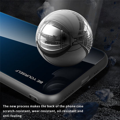 For iPhone 14 Plus 6.7 inch Gradient Color Design Phone Case Tempered Glass + PC + TPU Anti-scratch Protector