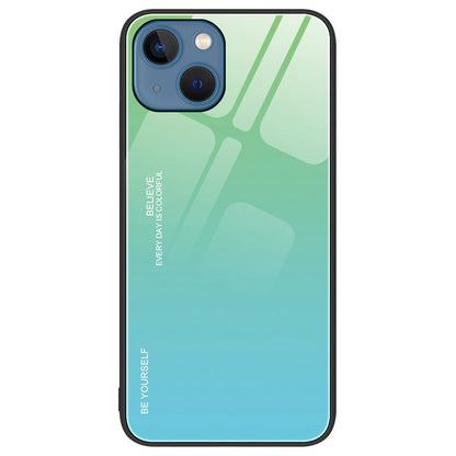 For iPhone 14 Plus 6.7 inch Gradient Color Design Phone Case Tempered Glass + PC + TPU Anti-scratch Protector