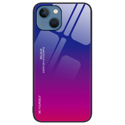 For iPhone 14 Plus 6.7 inch Gradient Color Design Phone Case Tempered Glass + PC + TPU Anti-scratch Protector