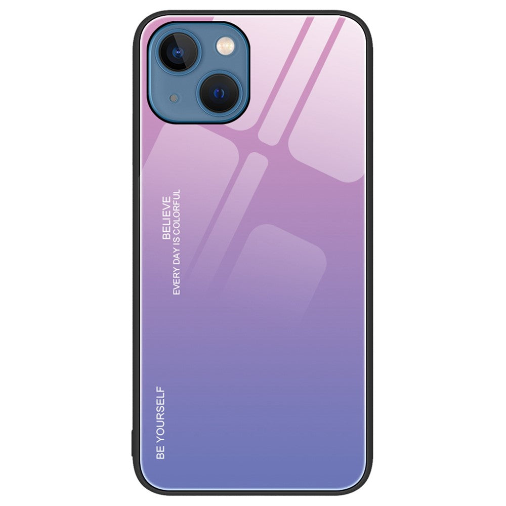 For iPhone 14 Plus 6.7 inch Gradient Color Design Phone Case Tempered Glass + PC + TPU Anti-scratch Protector