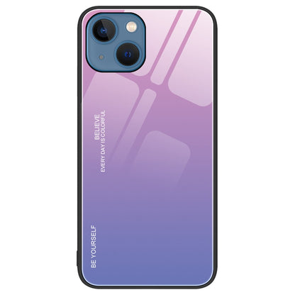 For iPhone 14 Plus 6.7 inch Gradient Color Design Phone Case Tempered Glass + PC + TPU Anti-scratch Protector