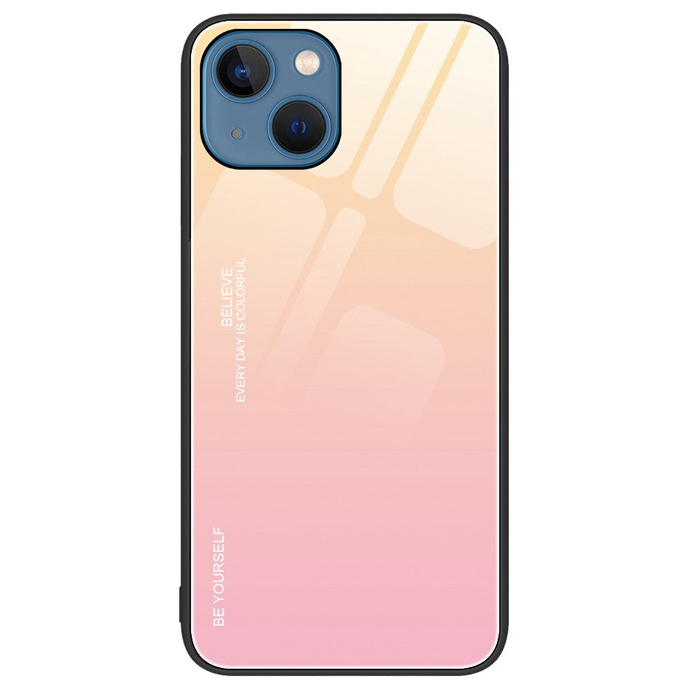 For iPhone 14 Plus 6.7 inch Gradient Color Design Phone Case Tempered Glass + PC + TPU Anti-scratch Protector