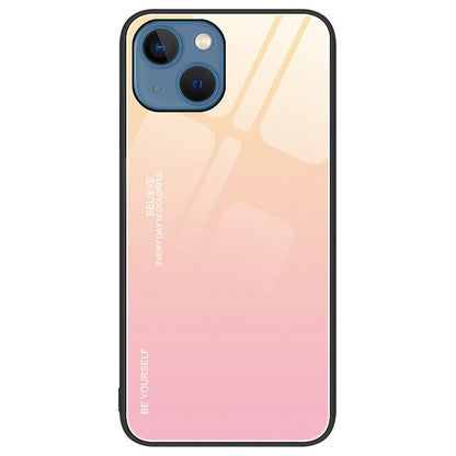 For iPhone 14 Plus 6.7 inch Gradient Color Design Phone Case Tempered Glass + PC + TPU Anti-scratch Protector