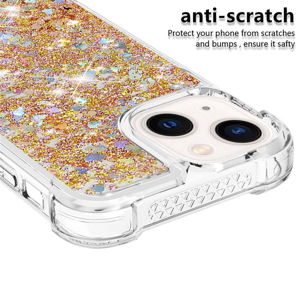 For iPhone 14 Plus TPU Case Glitter Quicksand Shockproof Phone Back Cover