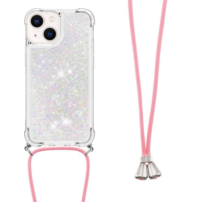 For iPhone 14 TPU Case Quicksand Design Phone Cover with Lanyard