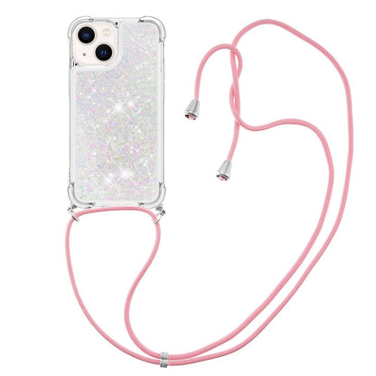 For iPhone 14 TPU Case Quicksand Design Phone Cover with Lanyard