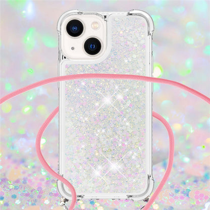 For iPhone 14 TPU Case Quicksand Design Phone Cover with Lanyard