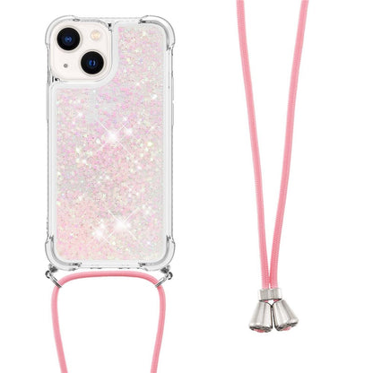 For iPhone 14 TPU Case Quicksand Design Phone Cover with Lanyard