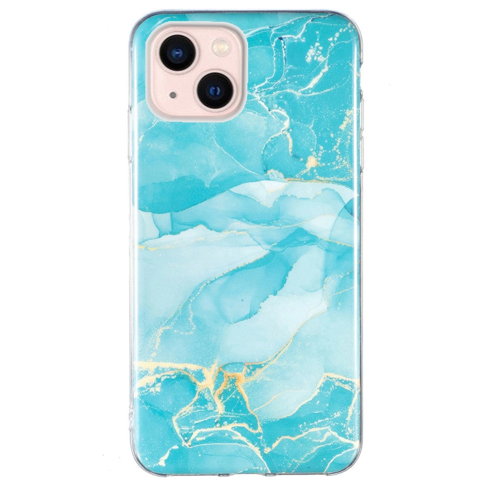 Soft TPU Case for iPhone 14 Plus 6.7 inch, IMD Marble Pattern Shockproof Anti-fall Mobile Phone Shell