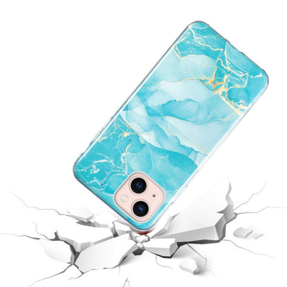 Soft TPU Case for iPhone 14 Plus 6.7 inch, IMD Marble Pattern Shockproof Anti-fall Mobile Phone Shell