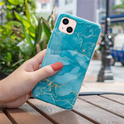 Soft TPU Case for iPhone 14 Plus 6.7 inch, IMD Marble Pattern Shockproof Anti-fall Mobile Phone Shell