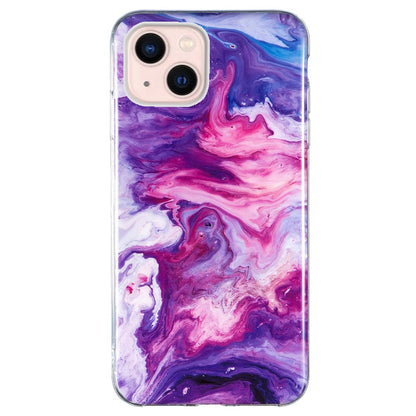 Soft TPU Case for iPhone 14 Plus 6.7 inch, IMD Marble Pattern Shockproof Anti-fall Mobile Phone Shell