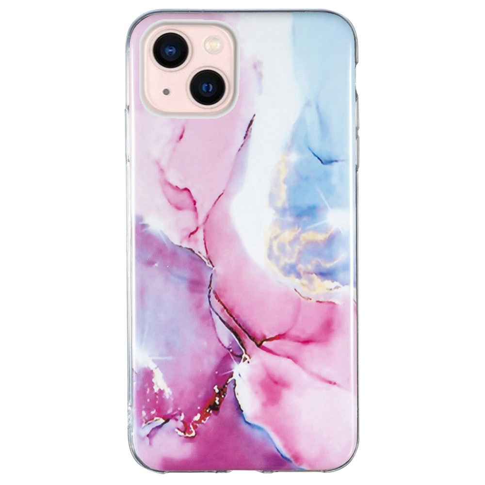 Soft TPU Case for iPhone 14 Plus 6.7 inch, IMD Marble Pattern Shockproof Anti-fall Mobile Phone Shell