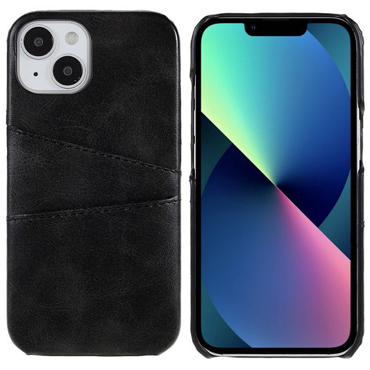 For iPhone 14 6.1 inch Anti-fall Mobile Phone Case PU Leather+PC Back Phone Cover with 2 Card Slots