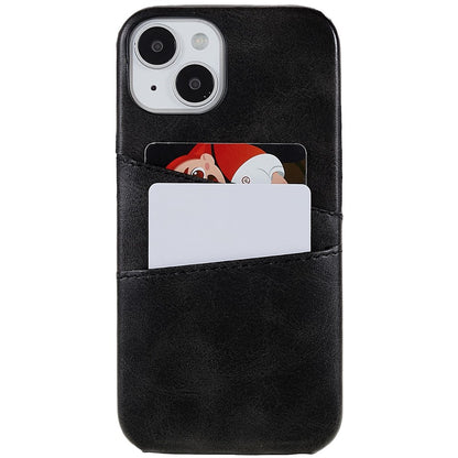 For iPhone 14 6.1 inch Anti-fall Mobile Phone Case PU Leather+PC Back Phone Cover with 2 Card Slots