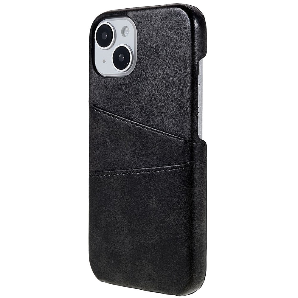 For iPhone 14 6.1 inch Anti-fall Mobile Phone Case PU Leather+PC Back Phone Cover with 2 Card Slots