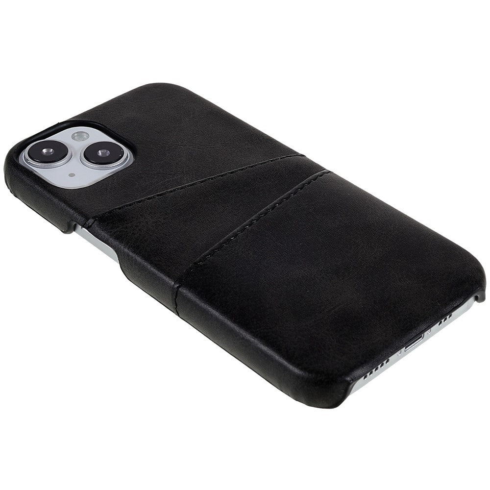 For iPhone 14 6.1 inch Anti-fall Mobile Phone Case PU Leather+PC Back Phone Cover with 2 Card Slots