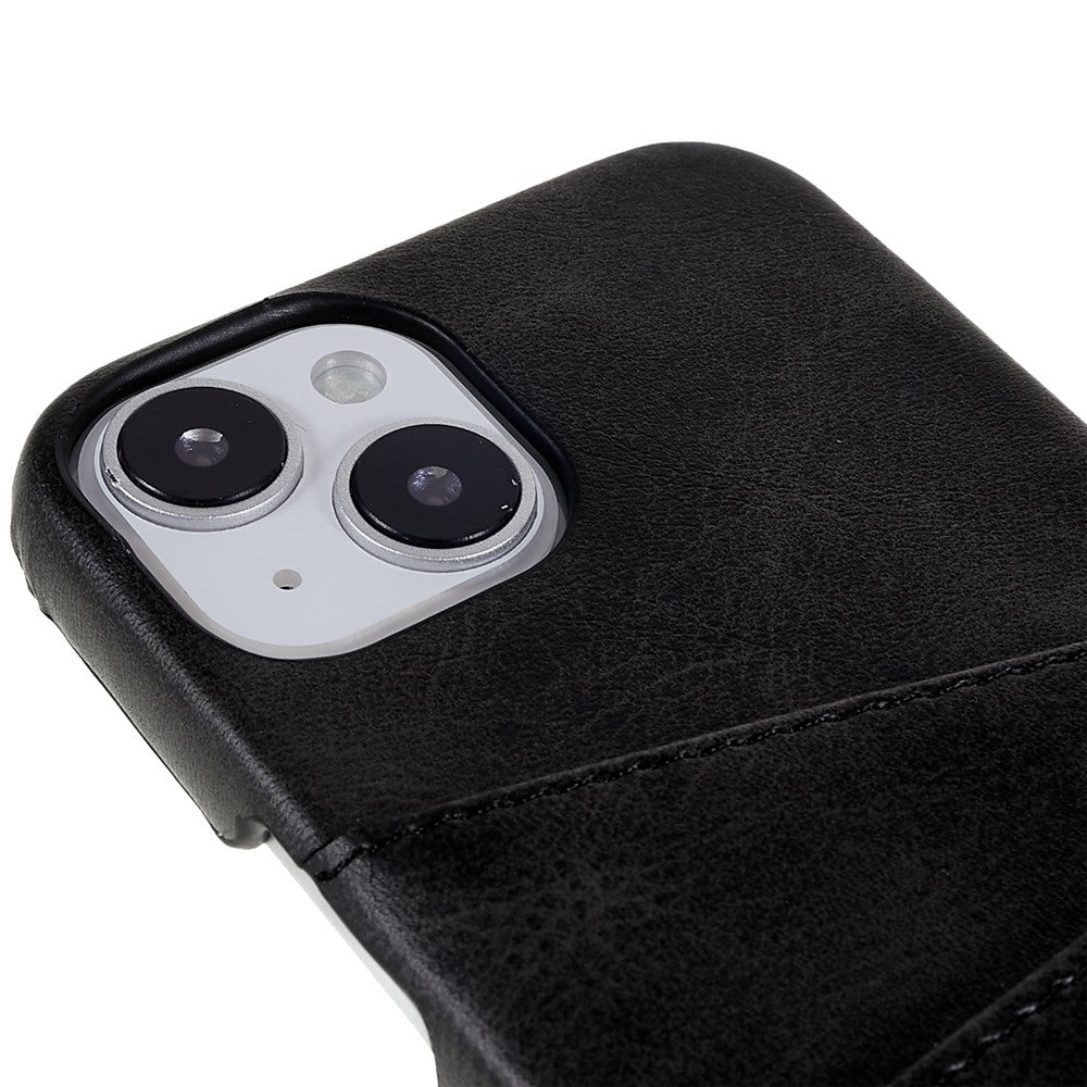 For iPhone 14 6.1 inch Anti-fall Mobile Phone Case PU Leather+PC Back Phone Cover with 2 Card Slots