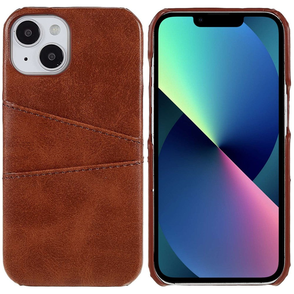 For iPhone 14 6.1 inch Anti-fall Mobile Phone Case PU Leather+PC Back Phone Cover with 2 Card Slots